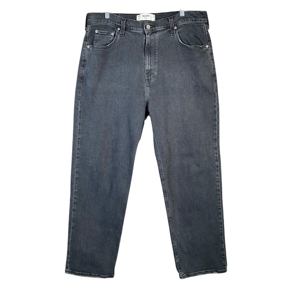 Hollister Baggy Straight Jeans Men's 36x30 Black Denim Skater Streetwear Y2K